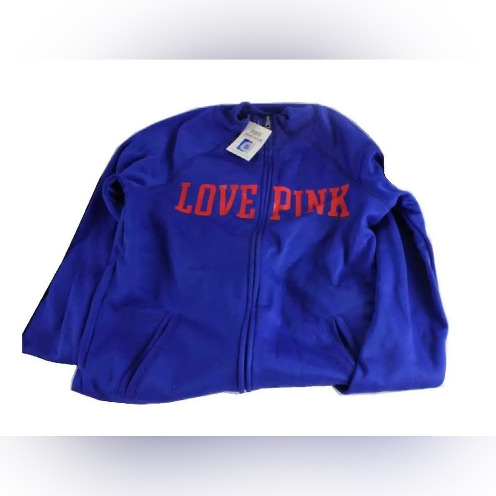 New with tag! Victoria’s Secret Love Pink Blue Kansas Zip Sweat Jacket XS